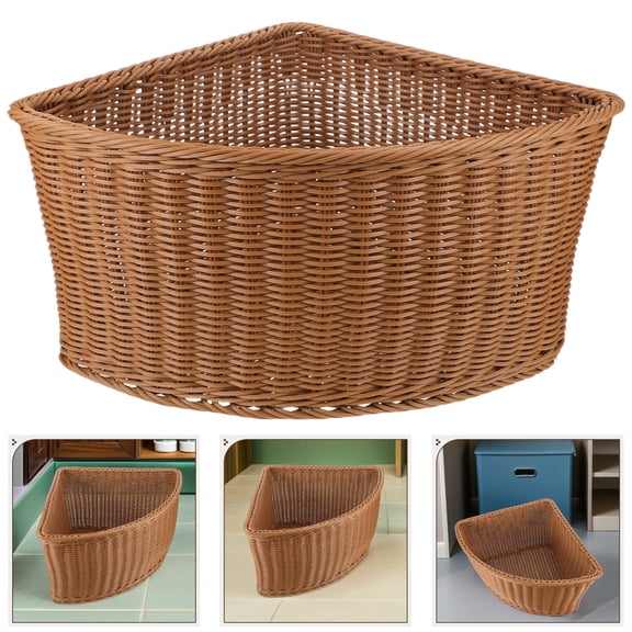 UPGRATOR Triangle Storage Bin Light Brown Plastic for Bathroom and Closet