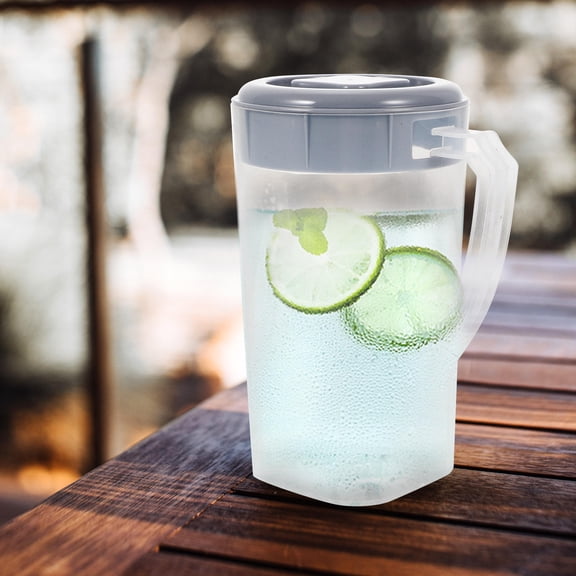UPGRATOR Light Grey Water Pitcher with Lid for Home Use Comfortable Ergonomic Handle