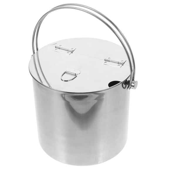 UPGRATOR Metal Ice Bin Round Silver 1Pack Flip Lid Design for Cold Beverage Serving