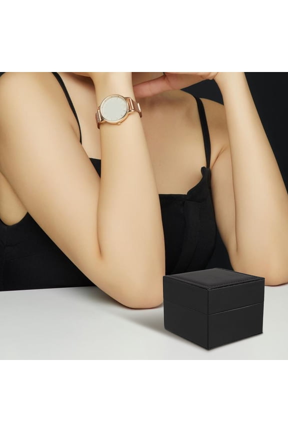 Minimalist Black Watch Case with Multifunctional Storage for Jewelry and Wristwatch Display