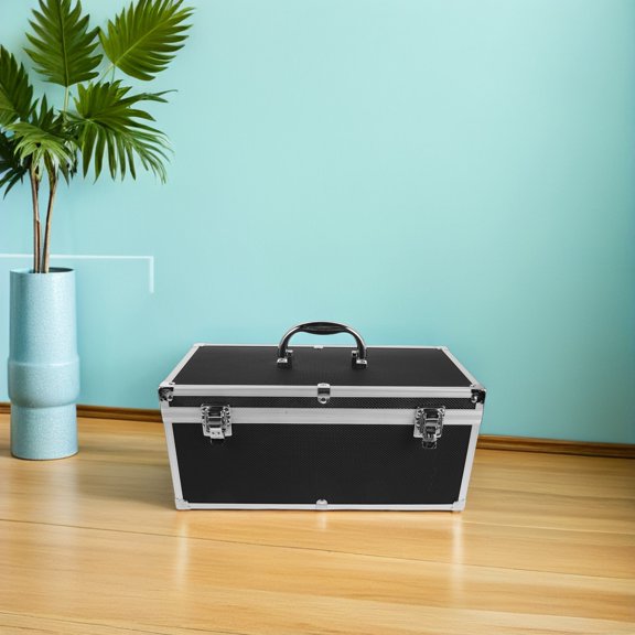 UPGRATOR Mixer Flight Case Black Aluminum Storage Box with Metal Latches for Audio Equipment Protection
