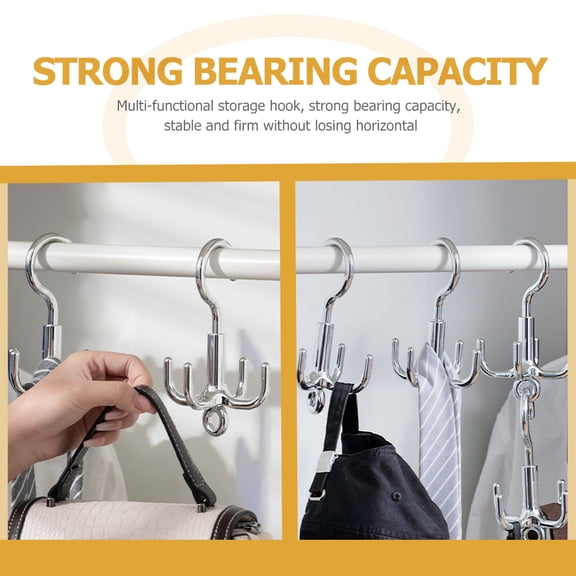 UPGRATOR Multi Functional Plated Silver Rotating Hook for Coats Hats Belts and Bags