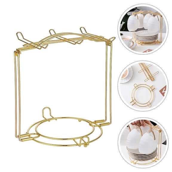 UPGRATOR Golden Stainless Steel Cup Draining Rack for Home with Stable Base