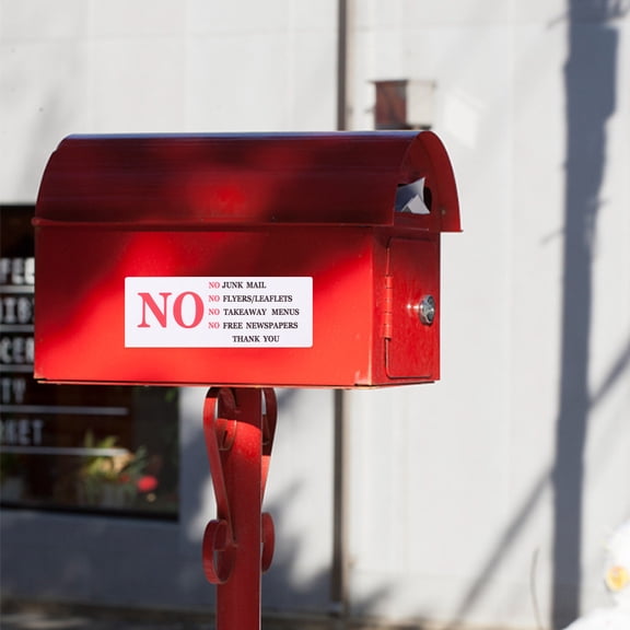 UPGRATOR No Junk Mail Sign Sticker Durable PVC Weather Resistant Red Decal for Home or Commercial Mailbox 2pcs