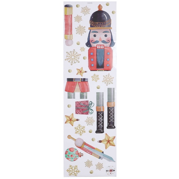 UPGRATOR Nutcracker Soldier Wall Decals Multi Color PVC Christmas Wall Decoration 1Set 40.2X11.8X0.02in