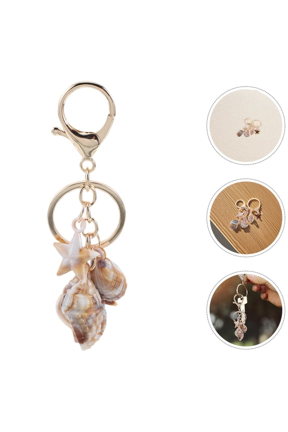 Ocean Style Beach Keychain 2Pcs Acrylic Conch Shape Nautical Keychain For Car Keys And Handbags
