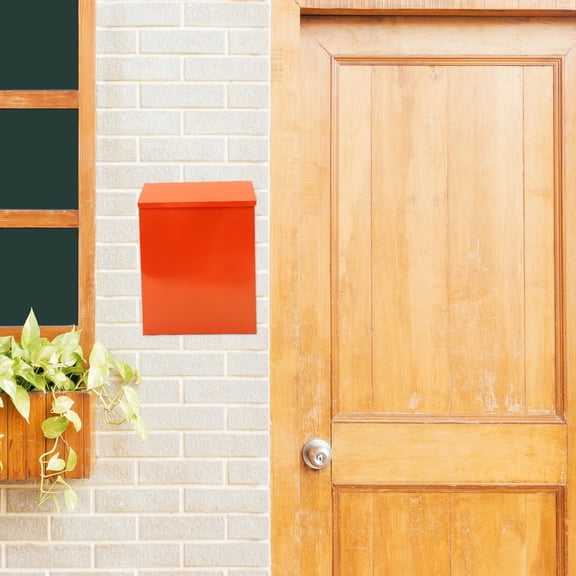 UPGRATOR Outdoor Orange Iron Wall Mounted Mailbox with Lock Rustic Vintage Letter Box Design