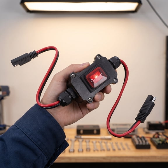 UPGRATOR IP67 Waterproof Inline Cord Switch with Red LED Light for Boat and Outdoor Applications