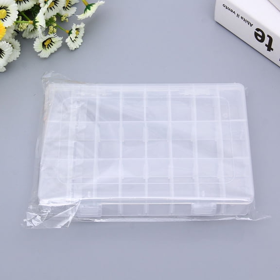 UPGRATOR Plastic Compartments Box with 24 Adjustable Dividers Transparent White Storage Case