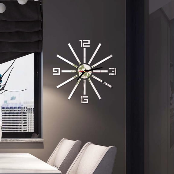 UPGRATOR Plated Silver Acrylic Wall Clock with Silent Sweep Second Hand for Living Room and Office Decor