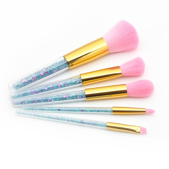 UPGRATOR Professional Eyeshadow Brushes Set 5 Pcs Blue And Pink Makeup Tool Set For Women Daily Use