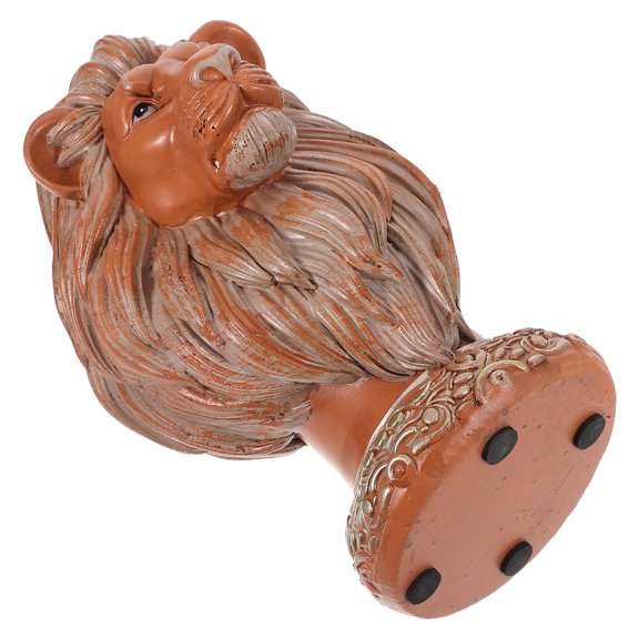 UPGRATOR Realistic Orange Resin Lion Head Ornament for Mantle and Bookshelf with Detailed Craftsmanship