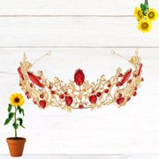 UPGRATOR Red Bridal Crown Lightweight Durable Crystal Alloy Tiaras for Wedding Hair Decoration