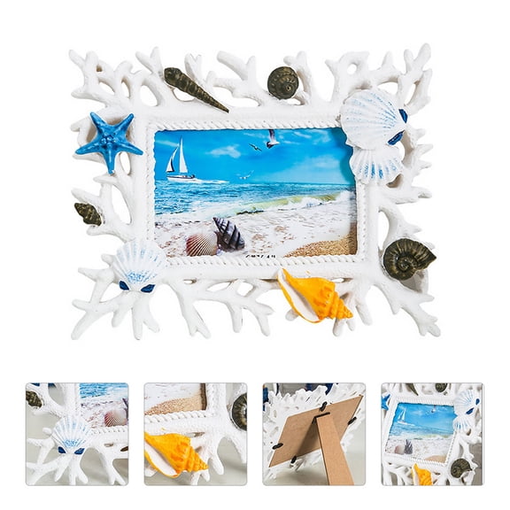 UPGRATOR Resin Coral Shell Picture Frame for Home Decor with Beach Inspired Design