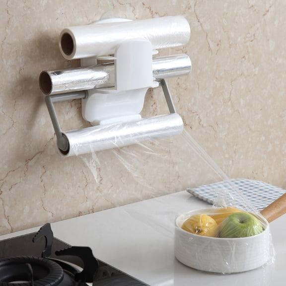 UPGRATOR White Kitchen Storage Box for Cling Film and Tin Foil Organizer Wall Mount