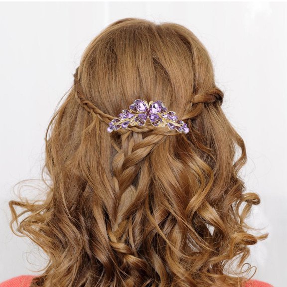 UPGRATOR Rhinestone Hair Clips Rhinestone Side Hair Comb Purple 1Pack Secure Hold for Women