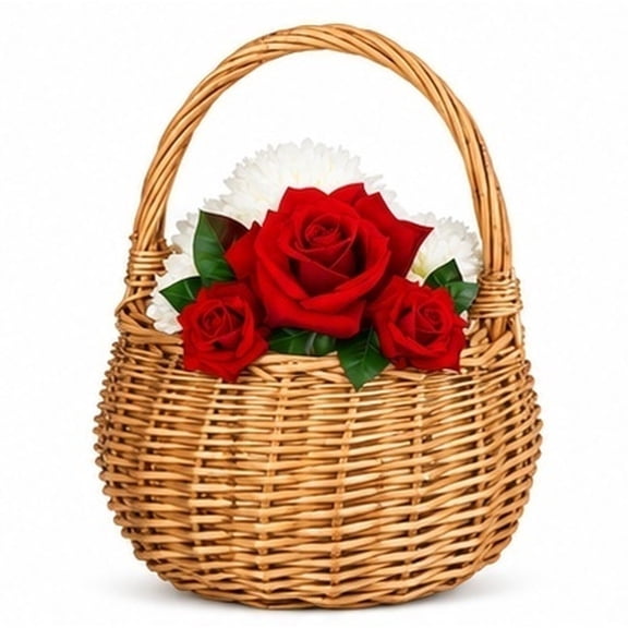 UPGRATOR Rustic Basket in Light Brown Willow with Open Top and Carry Handle for Garden Decor
