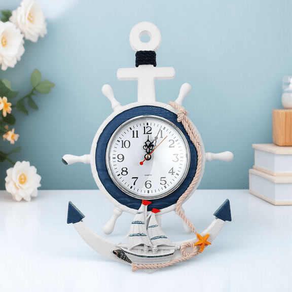 UPGRATOR Sea Clocks Hanging Clock Wood Timekeeping Indoor Use 1Set