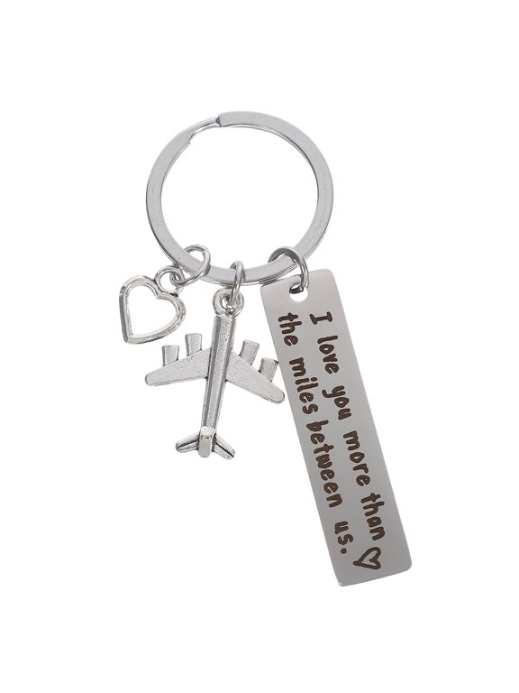 Stainless Steel Long Relationship Keychain Creative Airplane Pendant I Love You Keyring For Couples For Wife Boyfriend Girlfriend