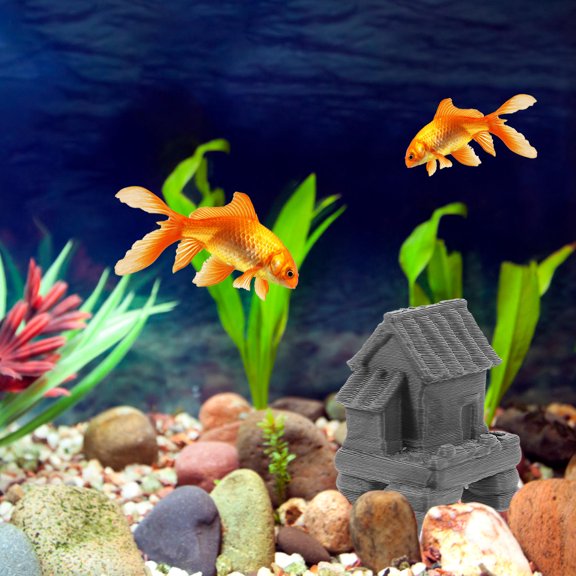 UPGRATOR Tank Decoration Fish Decor Dark Grey 1Set