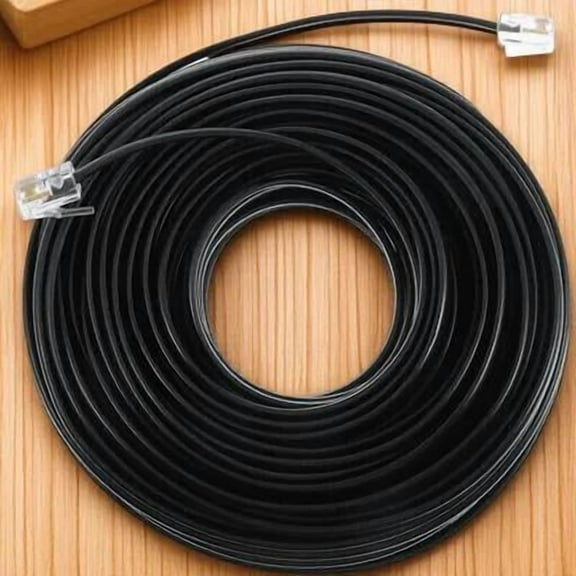 UPGRATOR Telephone Cable Extension Cord with Rj11 Plug for Home and Office Black 4-Core Landline Wire