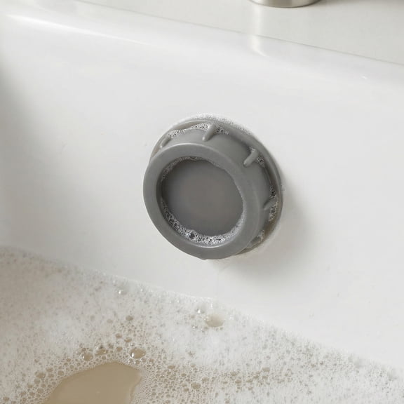 UPGRATOR Universal Kitchen Sink Overflow Cap, Gray Plastic Overflow Hole Cover Trim, Easy Install Replacement Drain Accessory