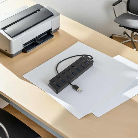 UPGRATOR Usb3.0 Hub 7 Port USB Adapter for Laptop Computer with High Speed Data Transfer and Backup Power Supply