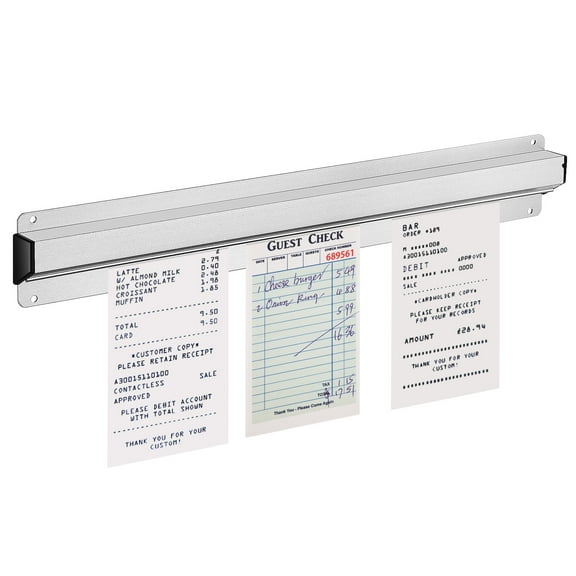 UPGRATOR Wall Mounted Plated Silver Metal Order Holder for Restaurant Receipt and Ticket Storage