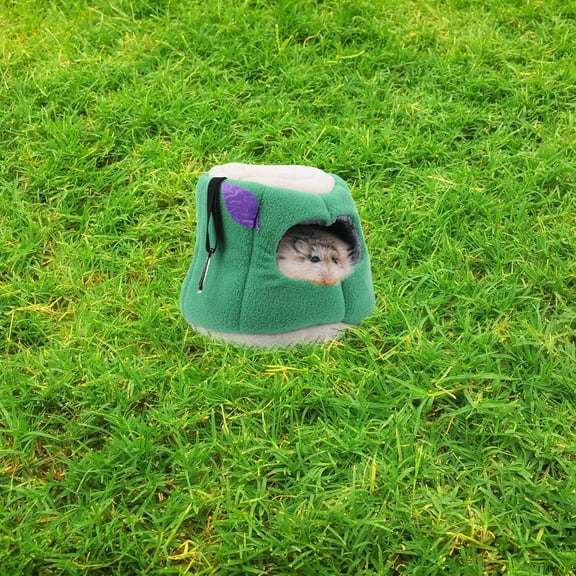 UPGRATOR Warm Green Plush Hamster Bed Cozy Hanging Nest for Small Pets Easy to Clean
