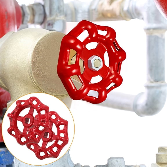 UPGRATOR Wheel Handles Replacement 2Pcs Iron Red Round Faucet Handles for Water Control Valves 11.8X11.8X0.4In