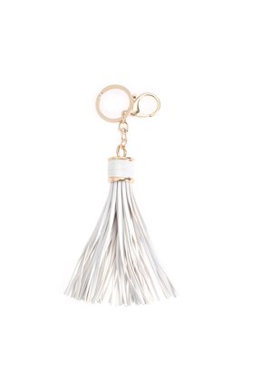 White Tassel Bag Charm Keychain Decorative Accessory for Handbags Purses and Keys