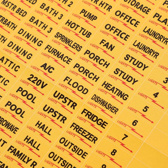 UPGRATOR Yellow Electric Panel Labels for Easy Circuit Identification and Organized Breaker Box Maintenance