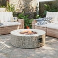 thumbnail image 1 of UPHA 42-inch Outdoor Propane Round Fire Pit Table 50000 BTU Gas Concrete FirePit for Outside Patio with Lava Rocks, Rain Cover, Beige, 1 of 9