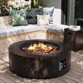 thumbnail image 1 of UPHA 42-inch Outdoor Propane Round Fire Pit Table 50000 BTU Iron Gas FirePit for Outside Patio with Tank Cover, Removable Lid, Lava Rocks, Rain Cover, Brown, 1 of 10