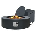 thumbnail image 1 of UPHA 42-inch Outdoor Propane Round Fire Pit Table 50000 BTU Iron Gas FirePit for Outside Patio with Tank Cover, Removable Lid, Lava Rocks, Rain Cover, Grey, 1 of 10