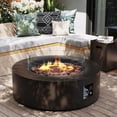 thumbnail image 1 of UPHA 42-inch Outdoor Propane Round Fire Pit Table 50000 BTU Iron Gas FirePit for Outside Patio with Tank Cover, Wind Guard, Removable Lid, Lava Rocks, Rain Cover, Brown, 1 of 10