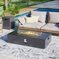 thumbnail image 1 of UPHA 56-inch Outdoor Propane Rectangle Fire Pit Table 50000 BTU Iron Gas FirePit for Outside Patio with Tank Cover, Wind Guard, Removable Lid, Lava Rocks, Rain Cover, Grey, 1 of 10