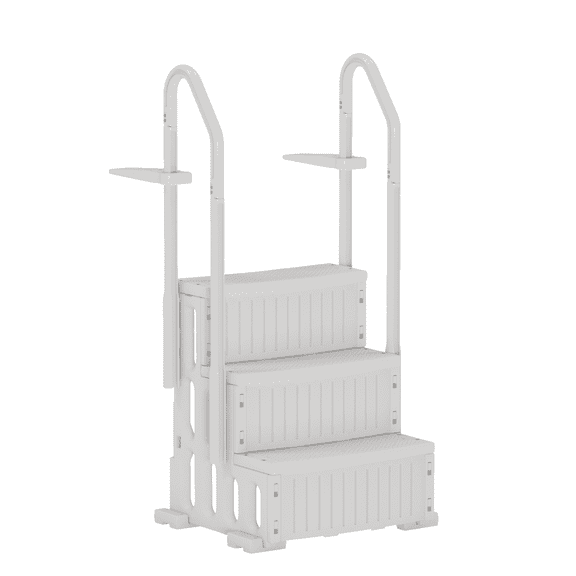 UPHYB Pool Ladder, 3-Step Pool Stairs with Double Handrails and Non-Slip Steps for 36-48” Above Ground and In-Ground Pools, White