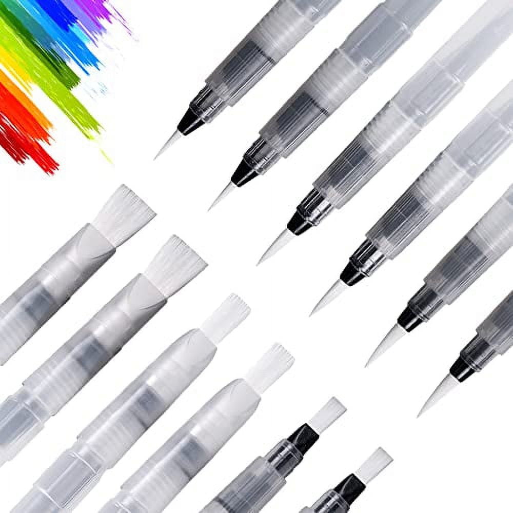 Pixiss Water Brush Pen Set - 6 Refillable Watercolor Paint Pens