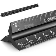 UPITOR Architectural Triangular Scale Ruler - Includes 12 inch Aluminum Architect Scale and Triangular Ruler - Suitable for Architects, Draftsmen, and Engineers Black