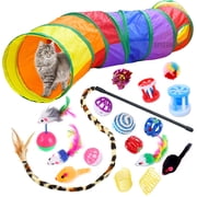 UPITOR Cat Toys Kitten Toys Set Collapsible Tunnel and 20pcs Ultimate Toy Combination for Indoor Cats,Large Long Dog Cat Tunnel Tube for Kitten Kitty Puppy Bunny Rabbit