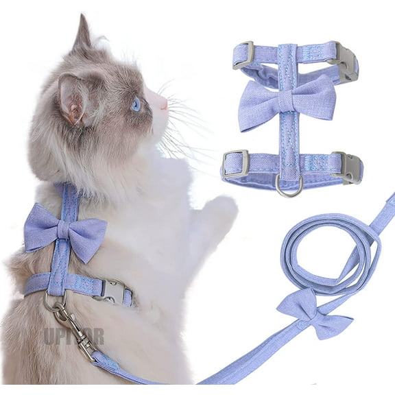 UPITOR Escape Proof Cat Harness and Leash Set - Lightweight and Breathable - Adjustable for Small Pets for Cat for Pet Cat Kitten Puppy Rabbit Ferret(Blue,S)