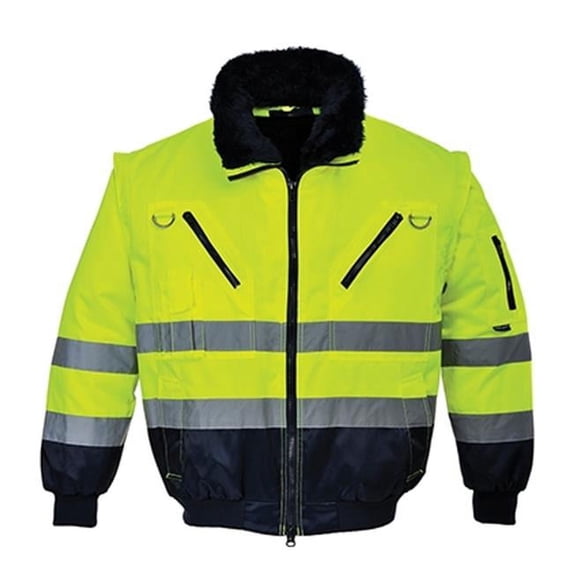 UPJ50 Medium Hi-Visibility 3-in-1 Pilot Jacket, Yellow & Navy - Regular
