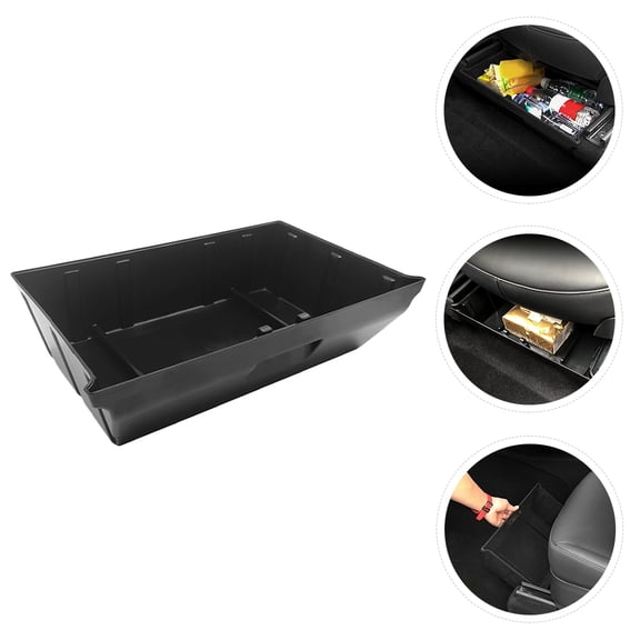 UPKOCH 1Pc Car Under Seat Storage Box Black ABS Vehicle Organizer Drawer with Plush Lining