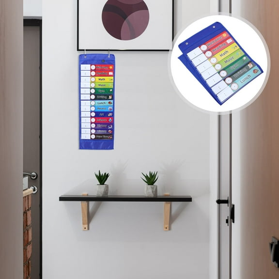 UPKOCH 1 Set Classroom Calendar Pocket Chart Blue Card Holder Office Use Adults
