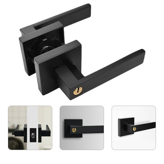 UPKOCH 1Set Interior Door Lock Matte Black Door Handle with Lock for Home Use