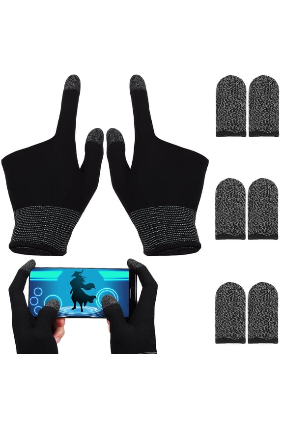 Knitted Finger Gloves Touchscreen Compatibility Black 1 Set