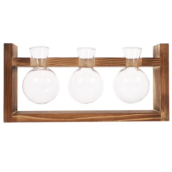 UPKOCH 1Set Sturdy Wooden Glass Hydroponic Planter for Living Room Decor