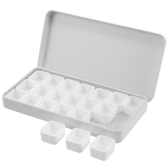UPKOCH 1 Set Multi-Grid Pigment Box Metal Box for Paint Storage and Color Mixing White 12.20X6.20X1.30CM