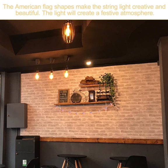 UPKOCH 1 Set of American Flag Lamp Copper Wire Festive Atmosphere Creation for Garden Independence Day